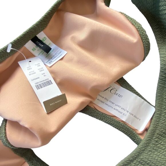 J Crew Surplus Green Olive Textured High Rise Cheeky Bikini Bottom Sz XL NWT - Picture 7 of 14